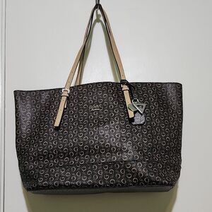 Guess Black and Tan Logo Tote
